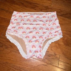Kortni Jeane Rainbow All Ruffled Up High-Waisted Swim Bottoms